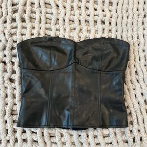 eri + ali anthropologie black leather corset
